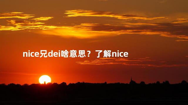 nice兄dei啥意思？了解nice兄的真正含义