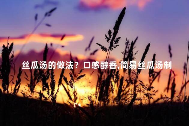 丝瓜汤的做法？口感醇香，简易丝瓜汤制作秘籍