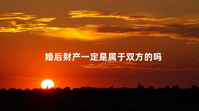 婚后财产一定是属于双方的吗