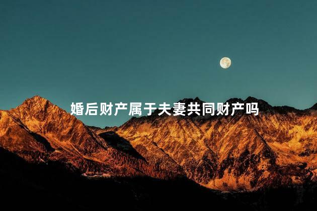 婚后财产属于夫妻共同财产吗