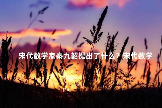 宋代数学家秦九韶提出了什么？宋代数学家秦九韶的数学贡献及其意义