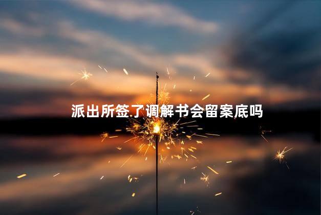 派出所签了调解书会留案底吗，派出所签了调解书有案底吗