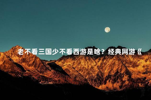 老不看三国少不看西游是啥？经典网游《三国少年》西游无限忍俊不禁