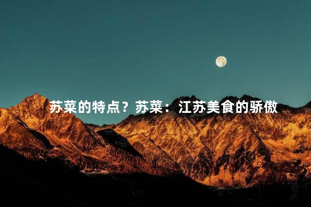 苏菜的特点？苏菜：江苏美食的骄傲