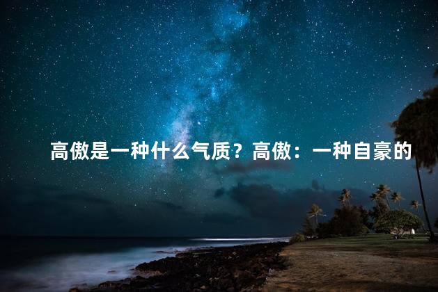 高傲是一种什么气质？高傲：一种自豪的气质
